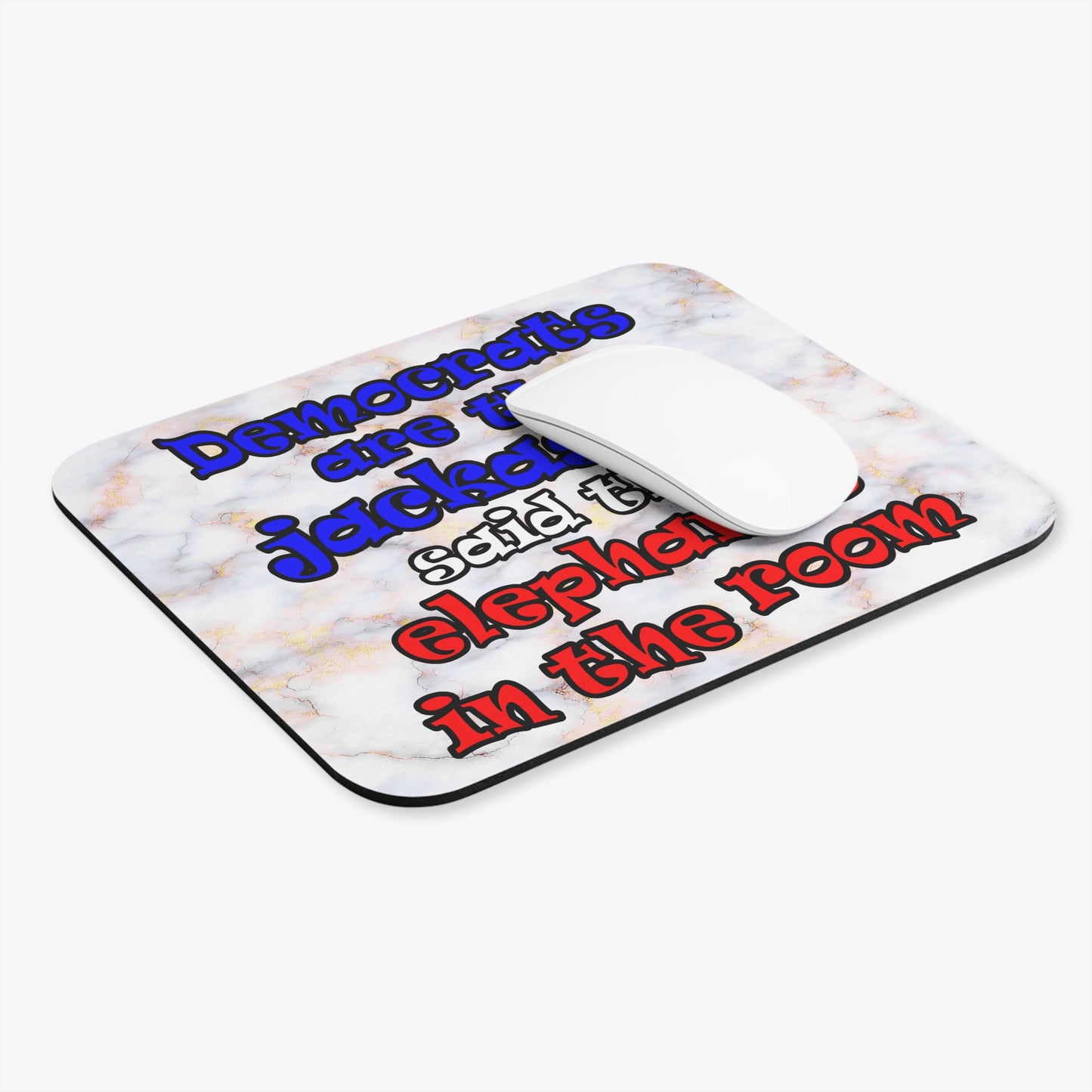 donkeys and elephants - Mouse Pad (Rectangle) (white marble)