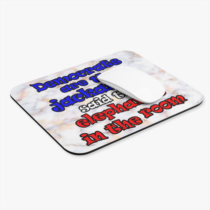 donkeys and elephants - Mouse Pad (Rectangle) (white marble)