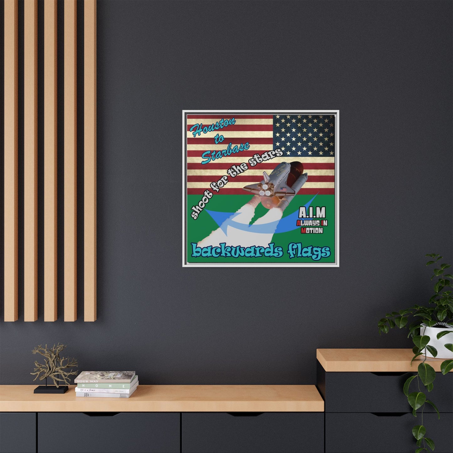 shoot for the stars - framed canvas art (dark green)