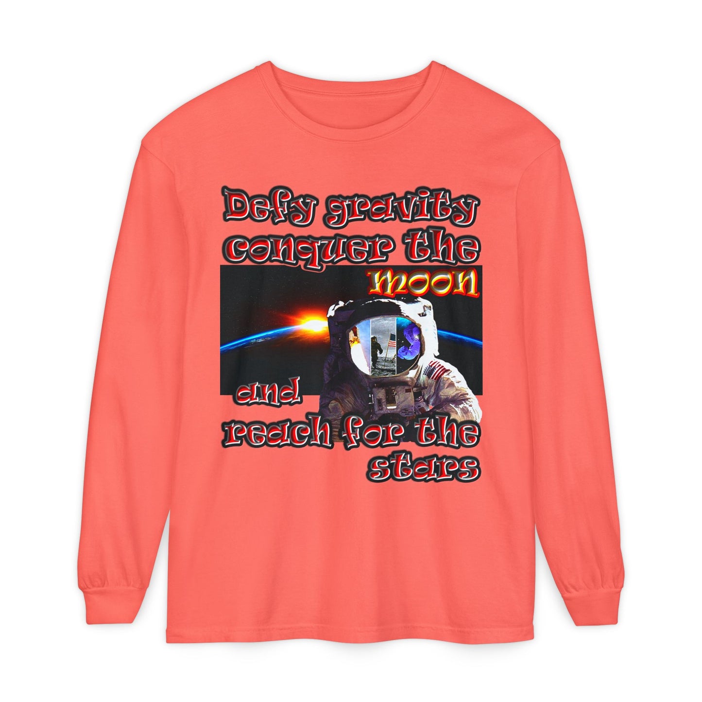 defy conquer reach - Unisex Garment-dyed Long Sleeve T-Shirt