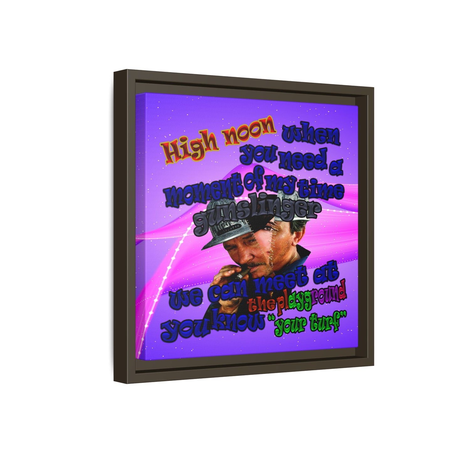 high noon - framed canvas art (purple-pink wave)