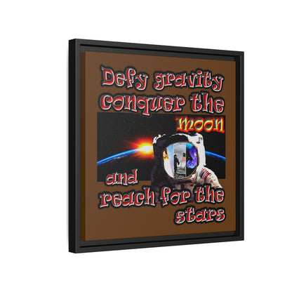 defy conquer reach - framed canvas art (brown)