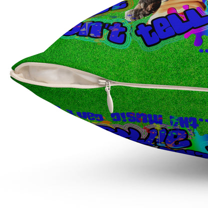 drop the beat - Spun Polyester Square Pillow - (green turf)