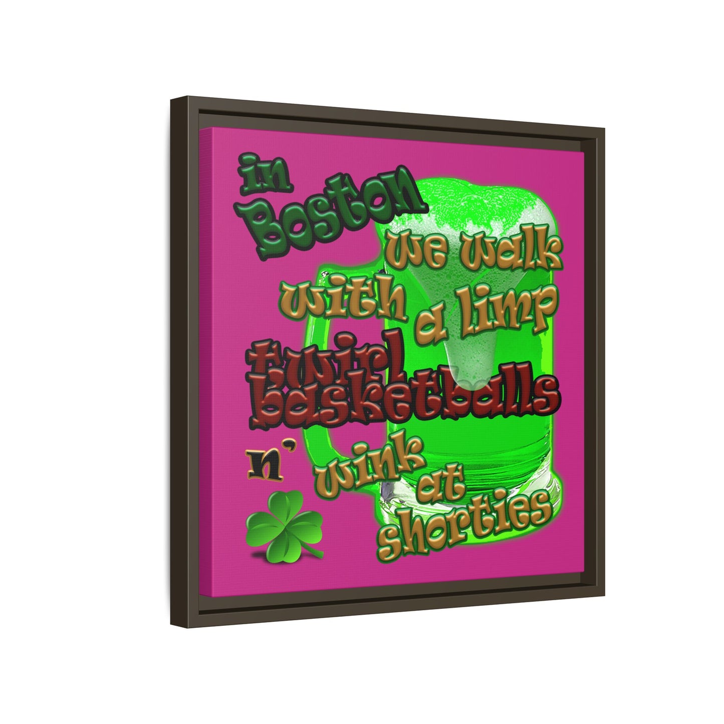 celtics logo - framed canvas art (pink)