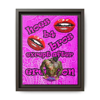hoes b4 bros - framed canvas art (pink swirl)