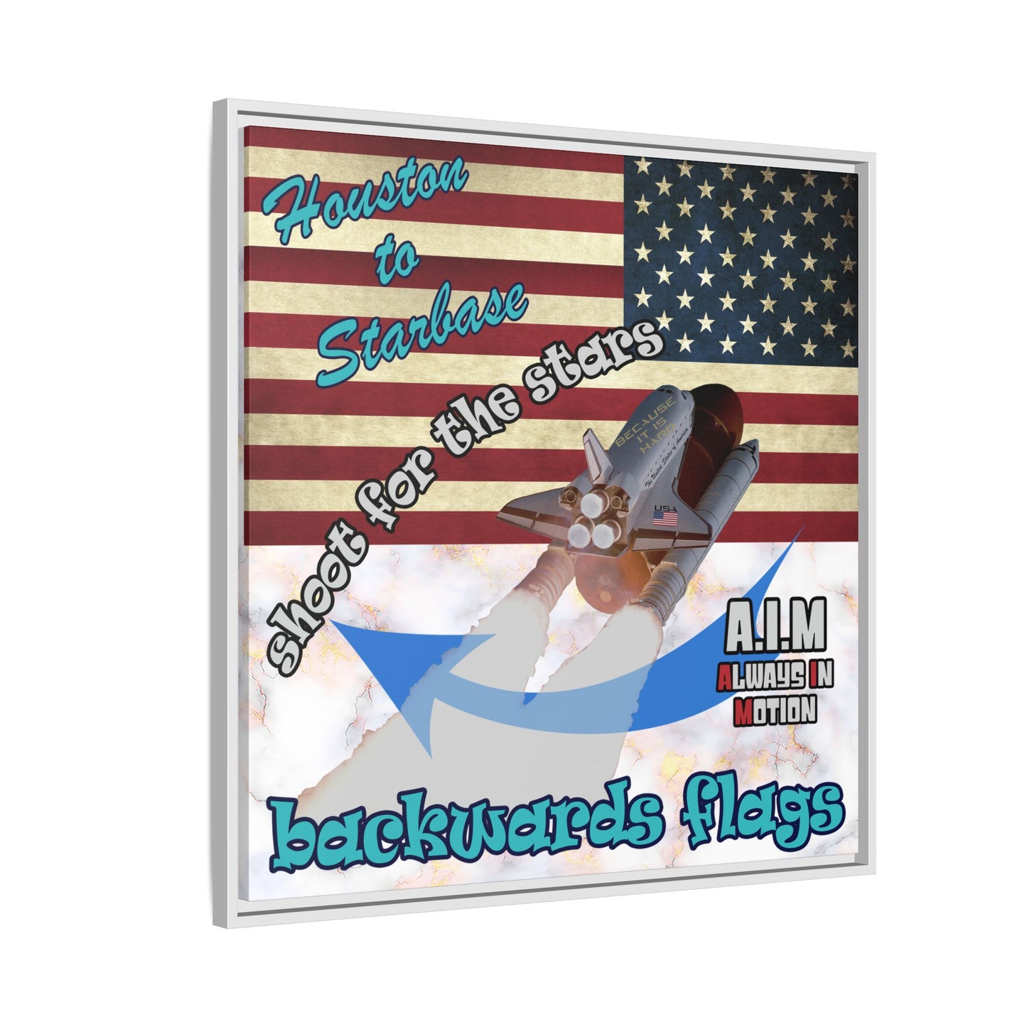 shoot for the stars - framed canvas art (white marble)