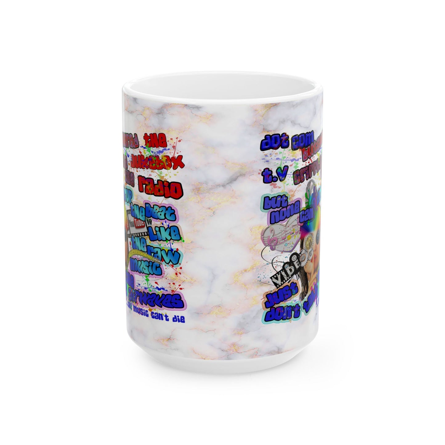 drop the beat - White Mug (white marble)