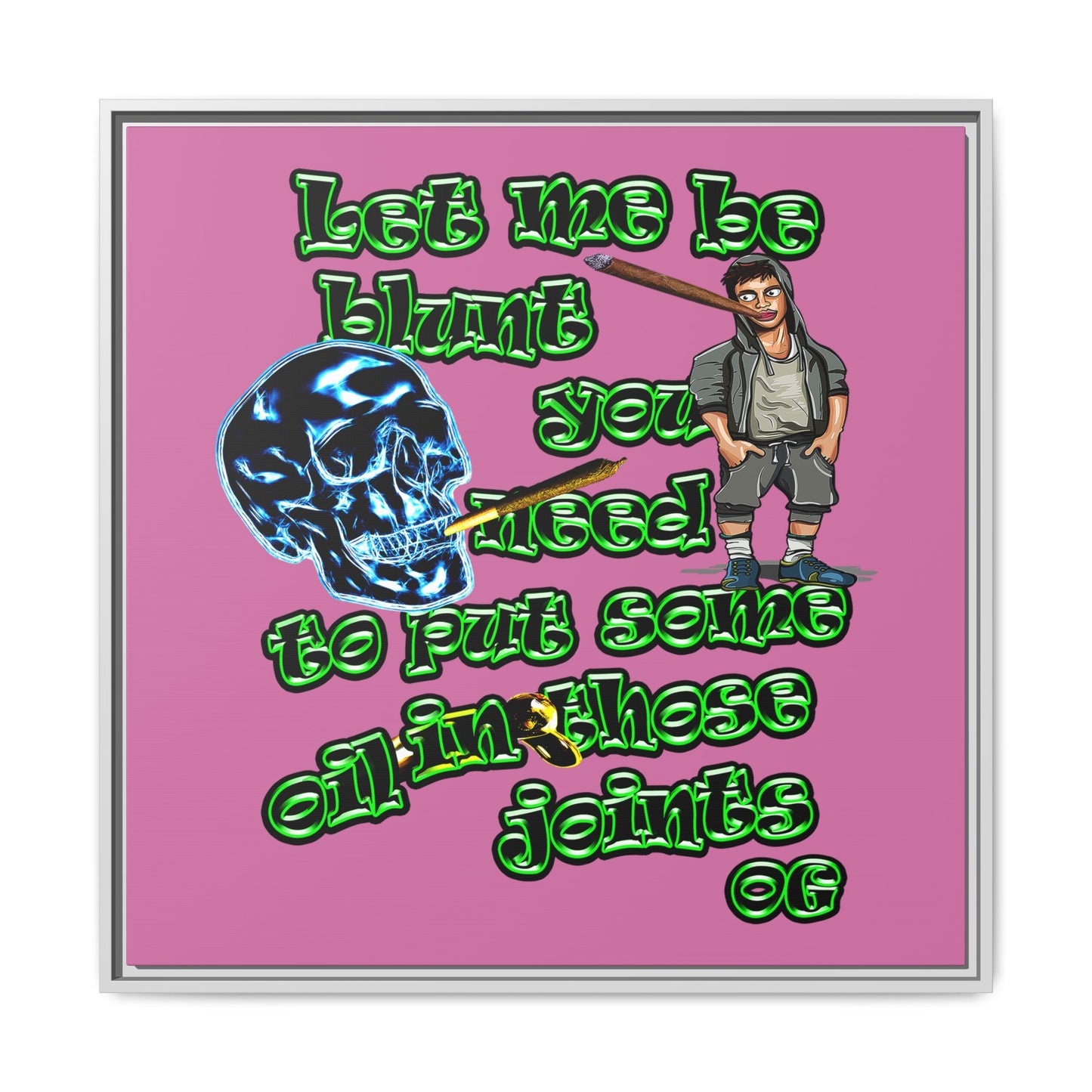 og - framed canvas art (light pink)