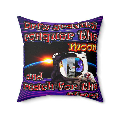 defy conquer reach - Faux Suede Square Pillow - (purple wave)