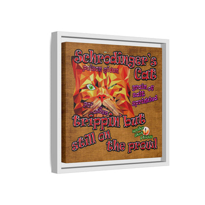 schrodinger's cat - framed canvas art (brown papyrus)