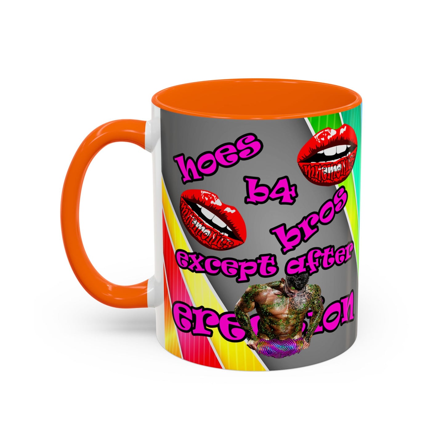 hoes b4 bros - Accent Mug (rainbow split)