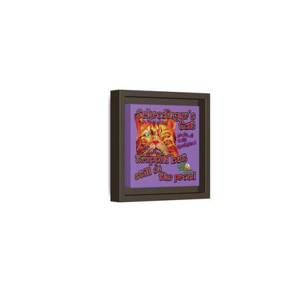 schrodinger's cat - framed canvas art (light purple)