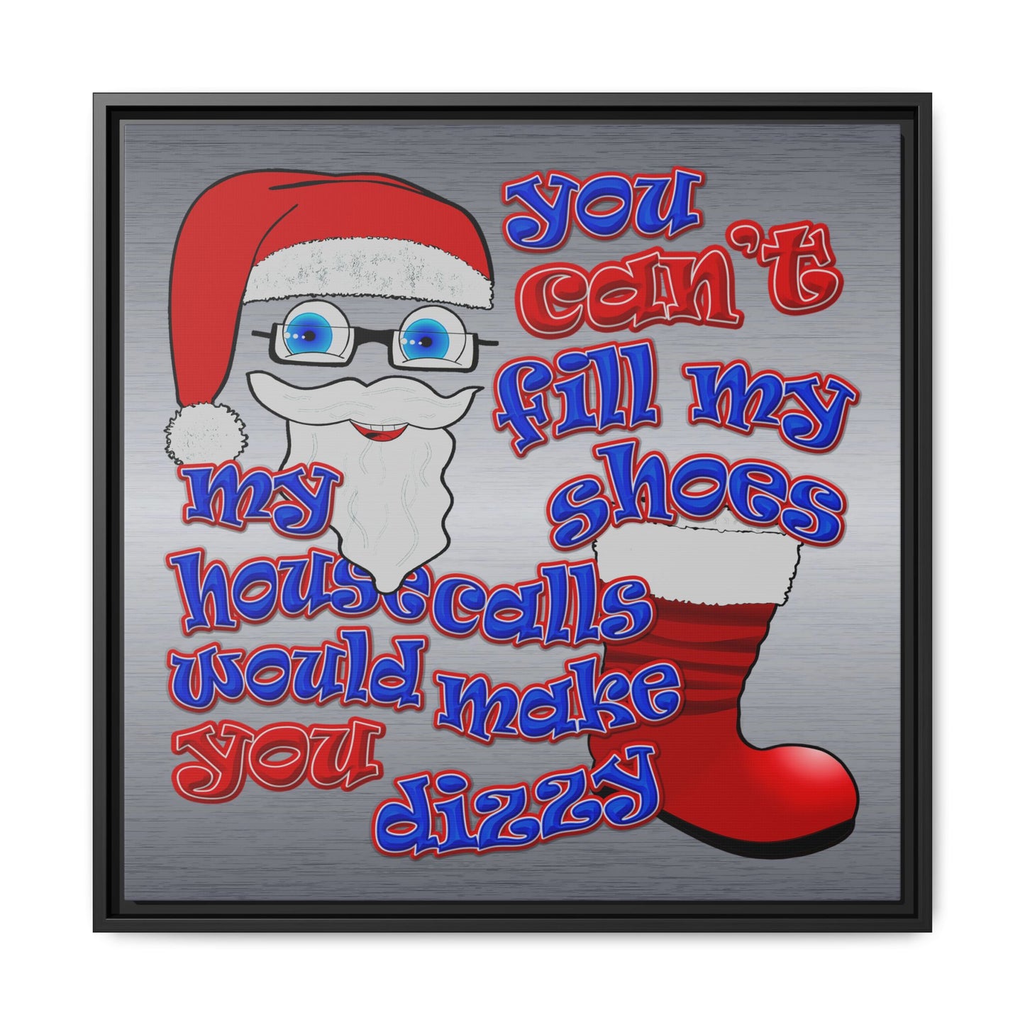 santa's shoes - framed canvas art (brushed nickel)