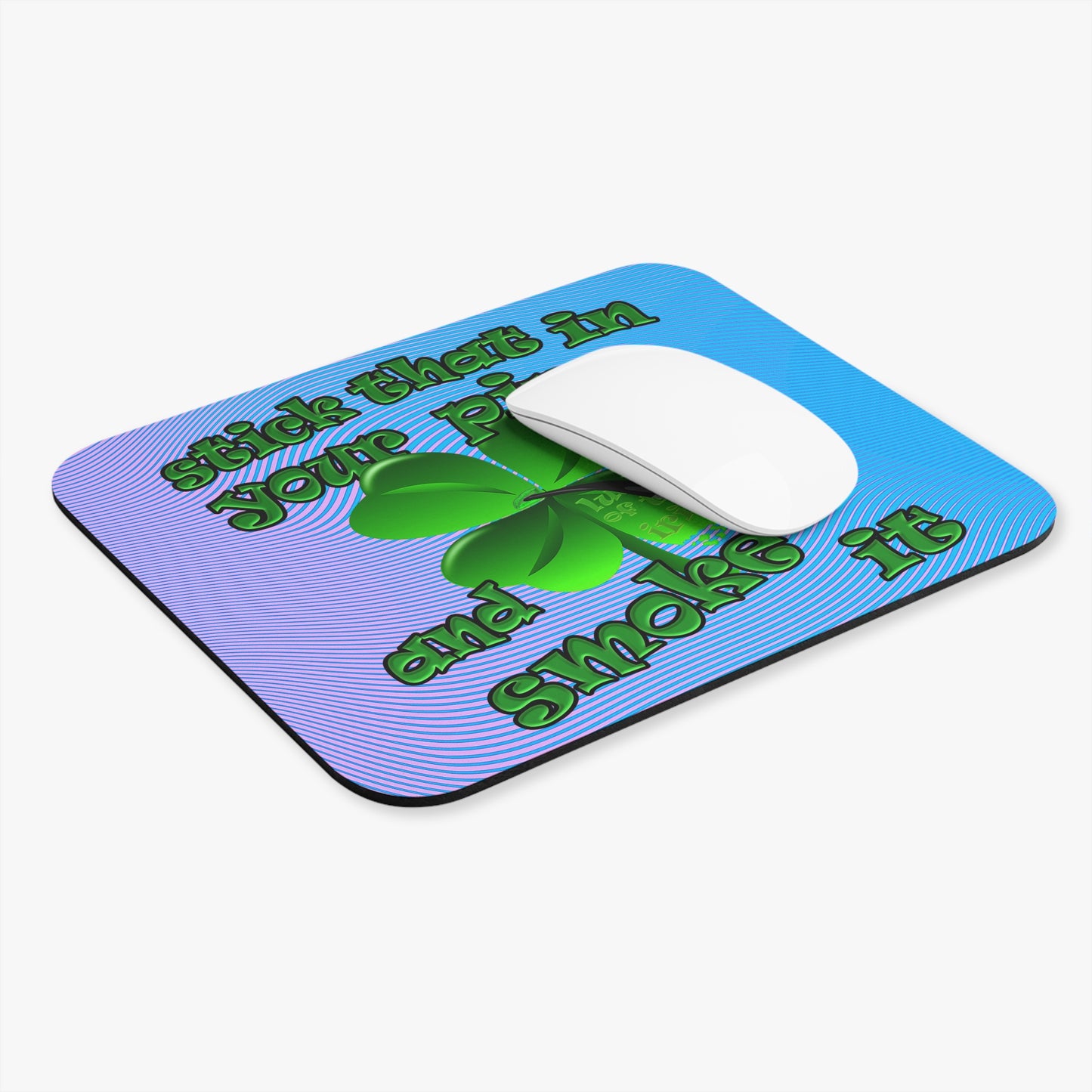 stick that in your pipe and smoke it - Mouse Pad (Rectangle) (light blue-purple wave)