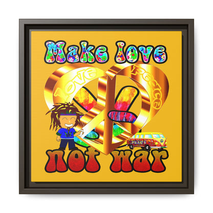 love peace - framed canvas art (yellow)