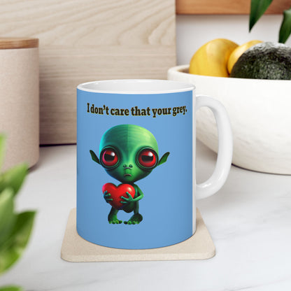 I don't care that your grey - White Mug (light blue)