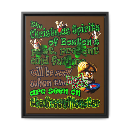 christmas spirits of boston - framed canvas art (brown)