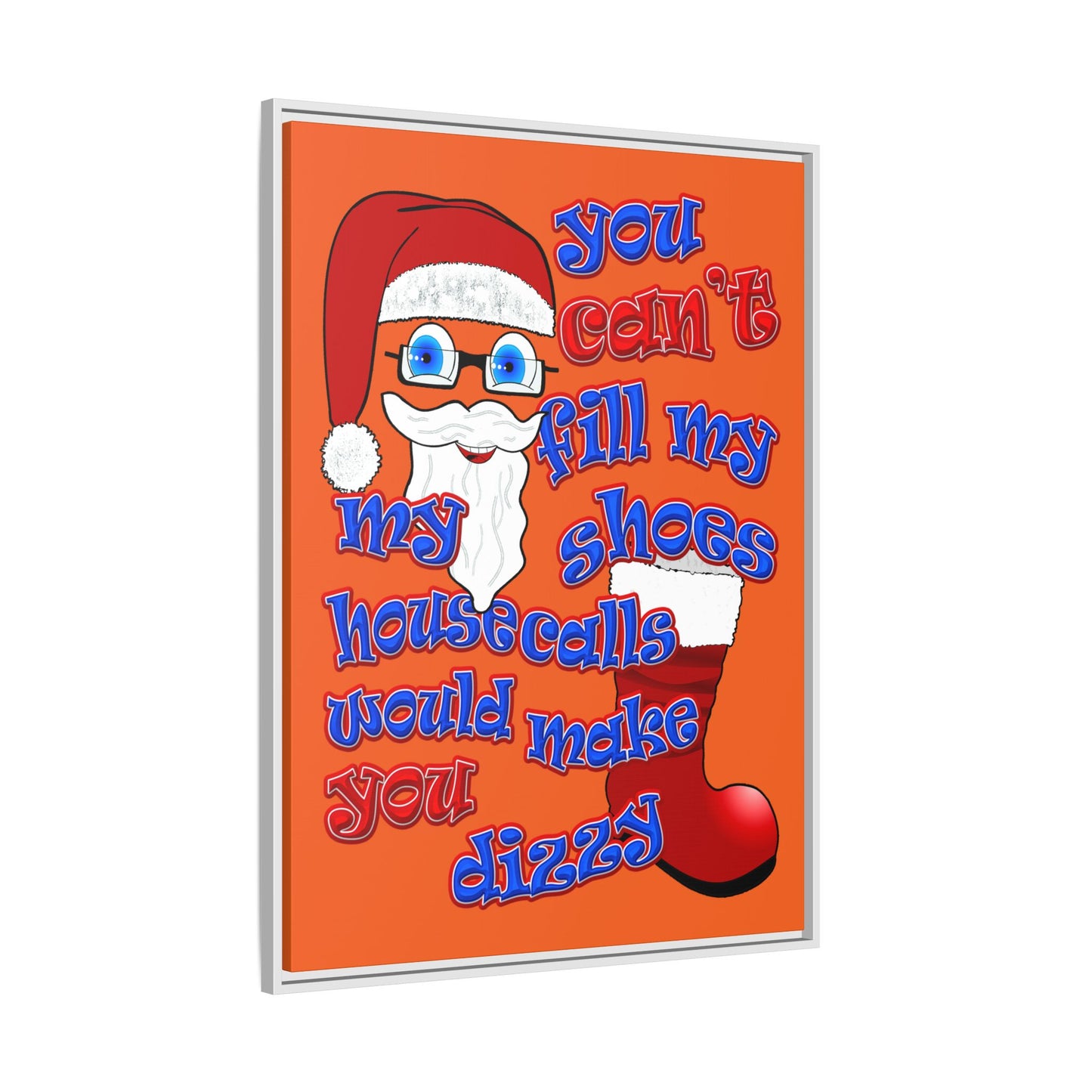 santa's shoes - framed canvas art (orange)
