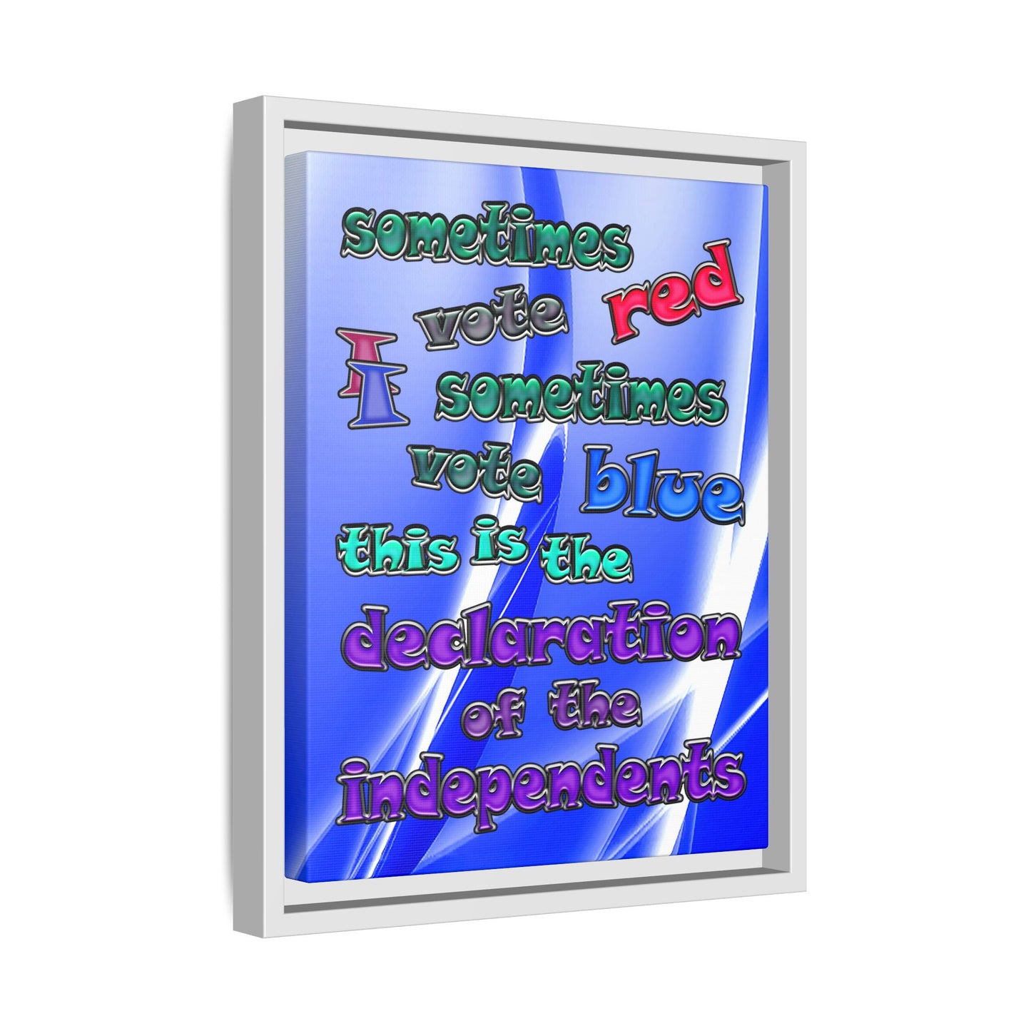 declaration of the independents - framed canvas art (blue-white wave)