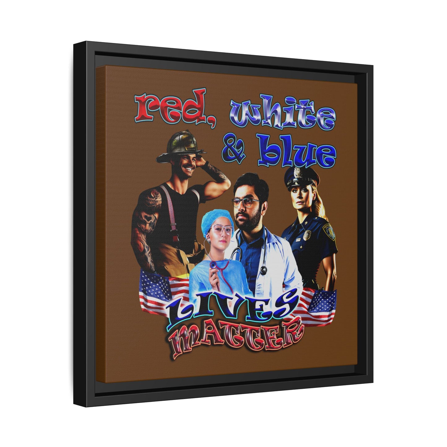 rw&b lives matter - framed canvas art (brown)