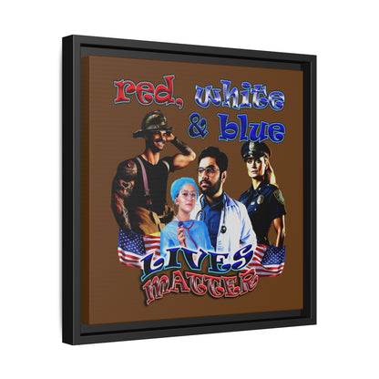 rw&b lives matter - framed canvas art (brown)