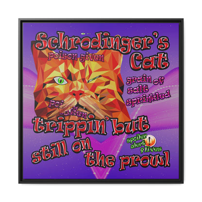 schrodinger's cat - framed canvas art (purple-pink wave)