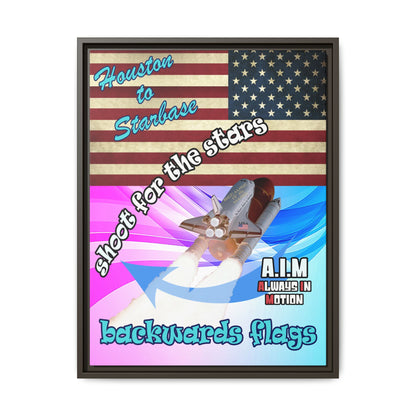 shoot for the stars - framed canvas art (light blue-pink wave)