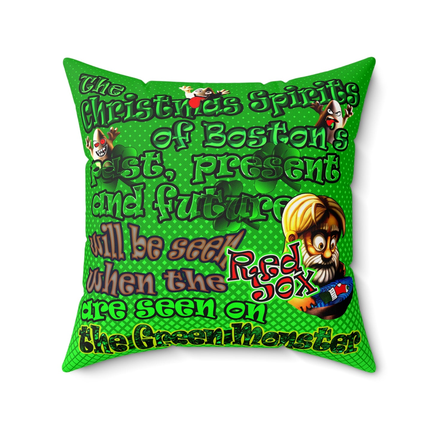 christmas spirits of boston - Faux Suede Square Pillow - (logo green)