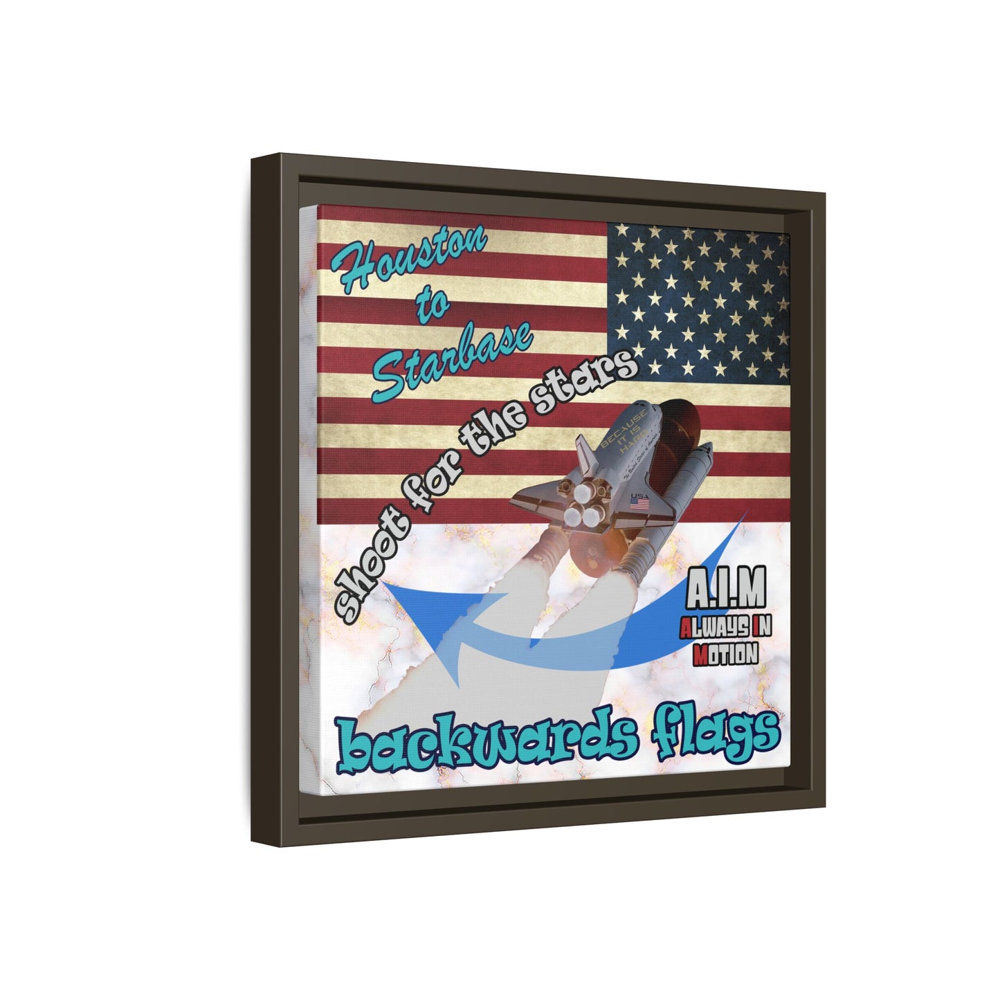 shoot for the stars - framed canvas art (white marble)