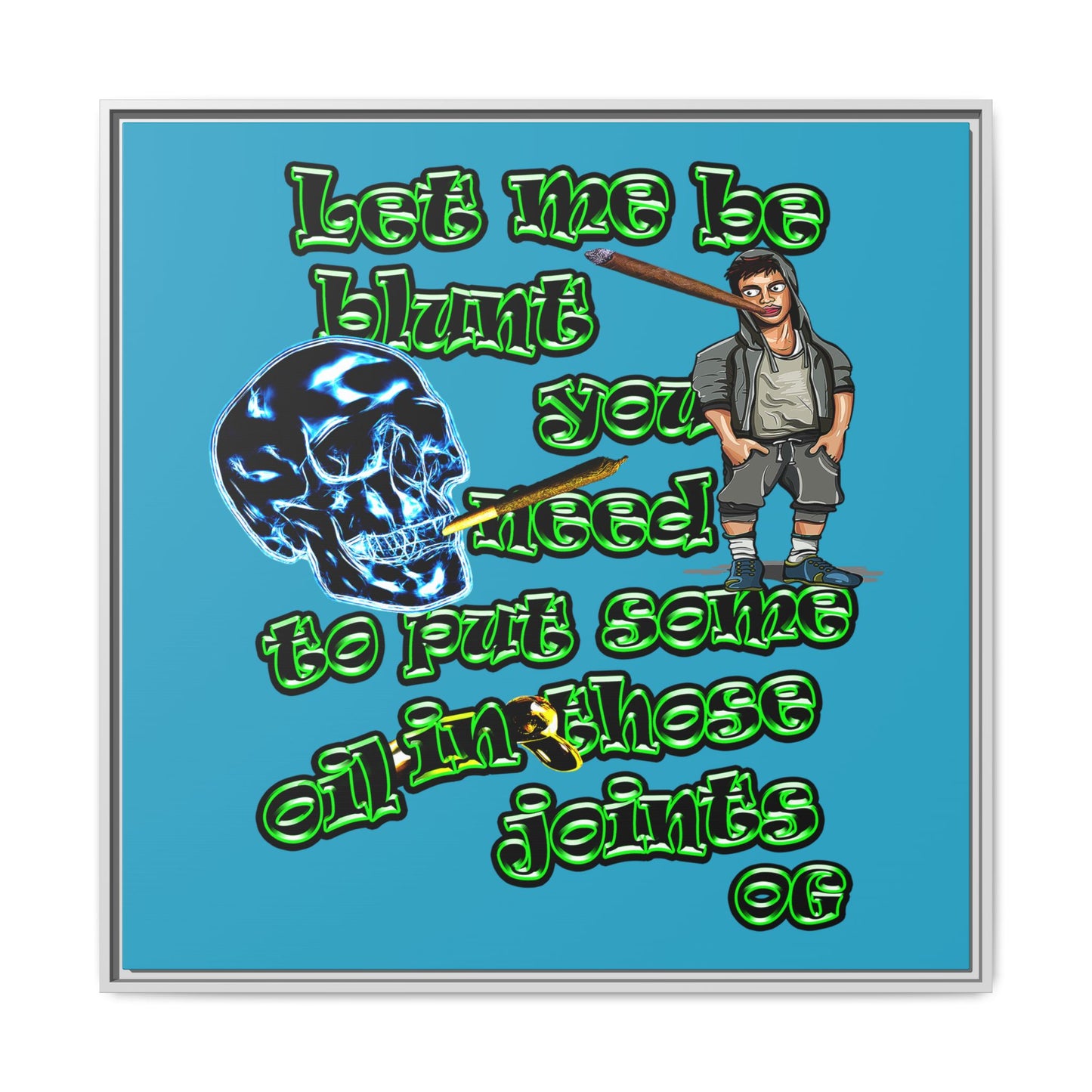 og - framed canvas art (turquoise)