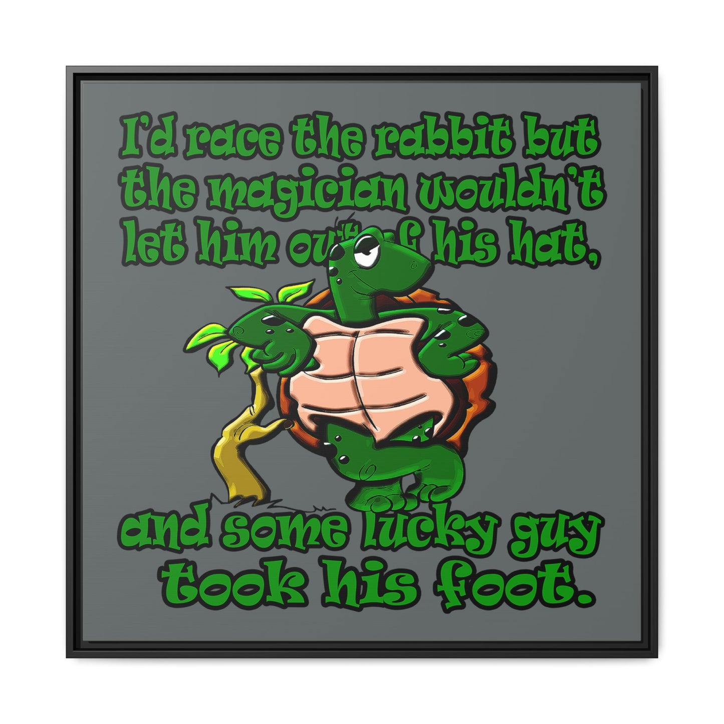 turtle race - framed canvas art (dark grey)