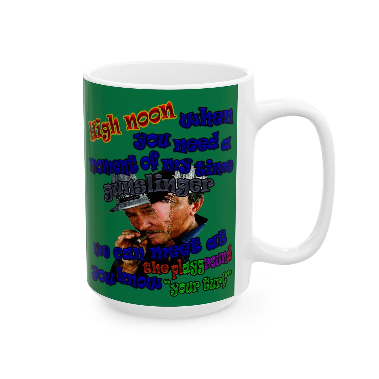 high noon - White Mug (dark green)