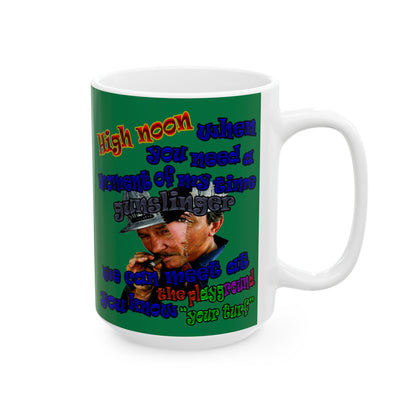 high noon - White Mug (dark green)