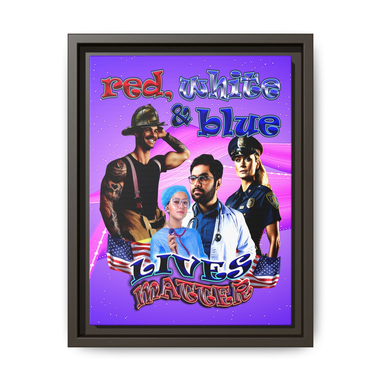 rw&b lives matter - framed canvas art (purple-pink wave)