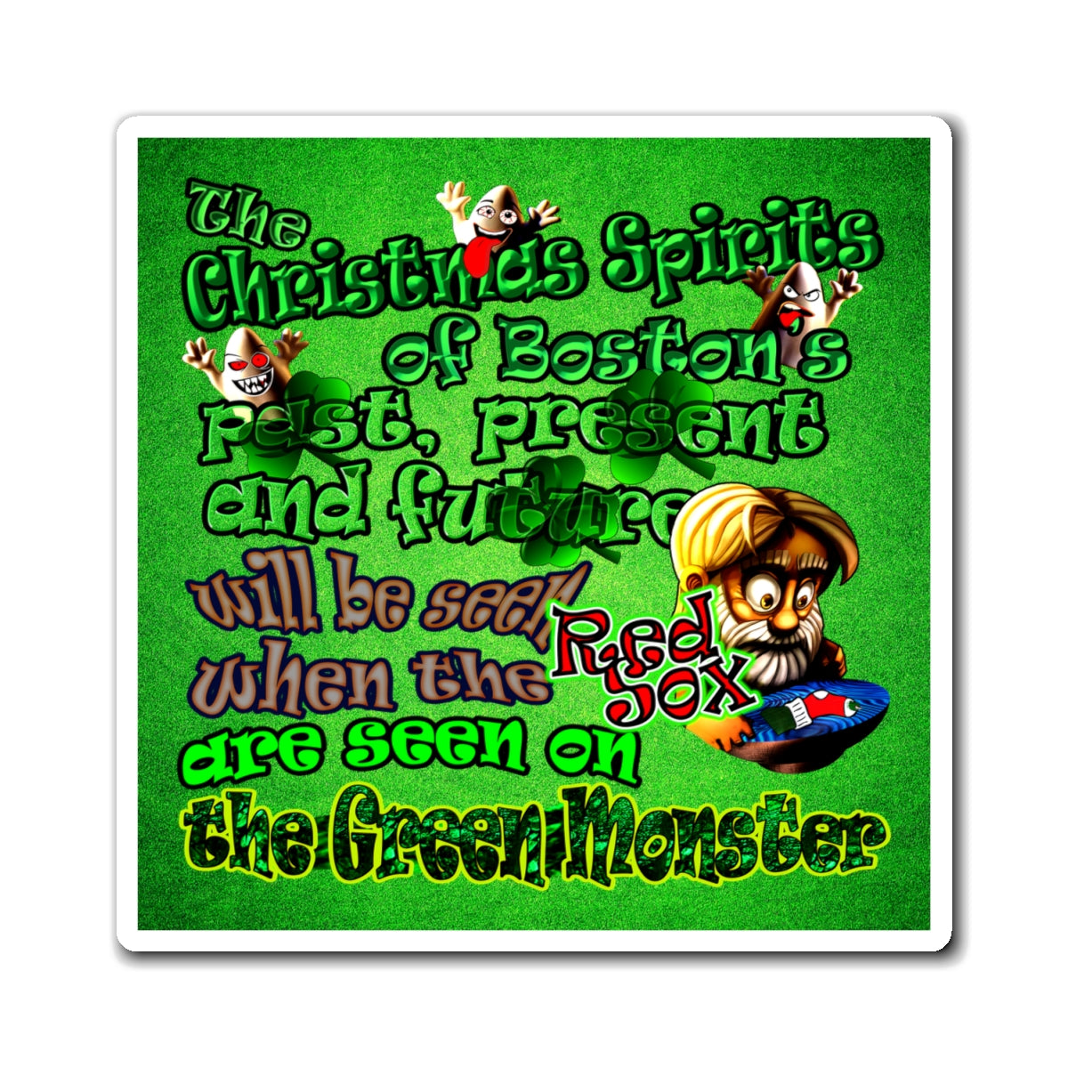christmas spirits of boston - Magnets - (green turf)