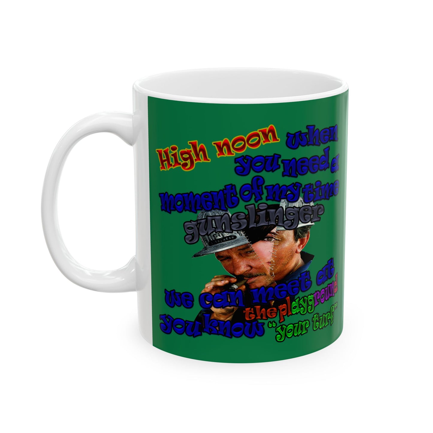 high noon - White Mug (dark green)