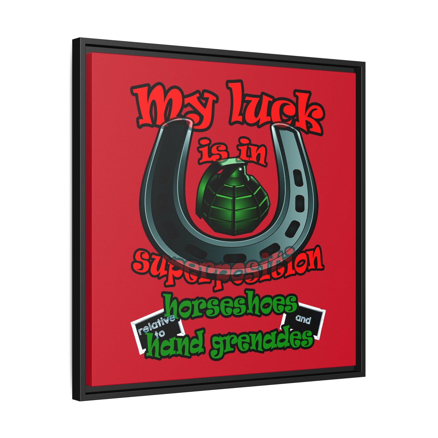 my luck - framed canvas art (dark red)