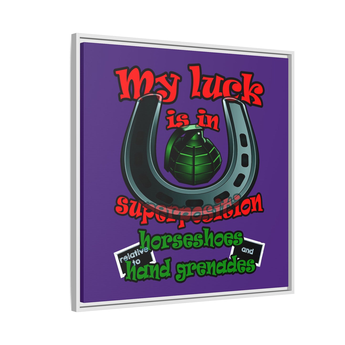 my luck - framed canvas art (purple)