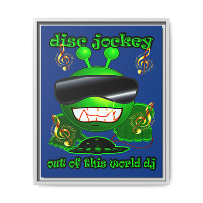 disc jockey - framed canvas art (dark blue)