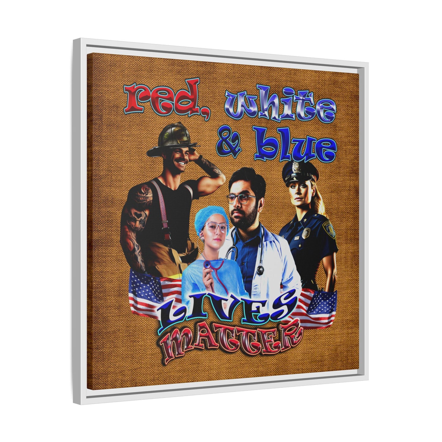 rw&b lives matter - framed canvas art (brown papyrus)