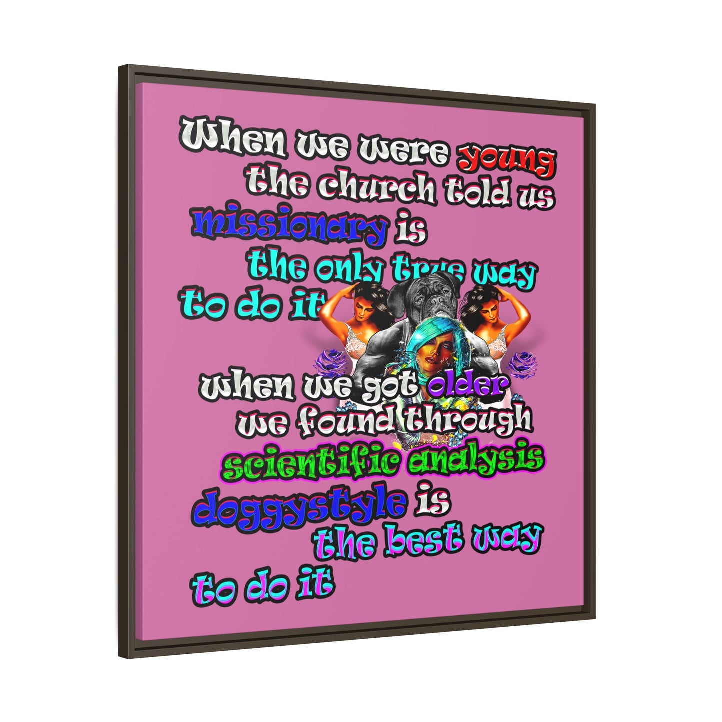 doggystyle - framed canvas art (light pink)