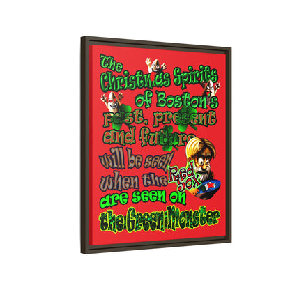 christmas spirits of boston - framed canvas art (red)