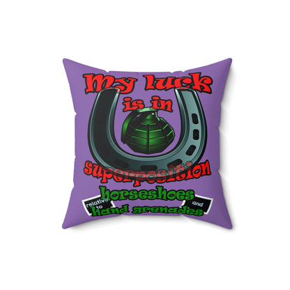 my luck - Spun Polyester Square Pillow - (light purple)