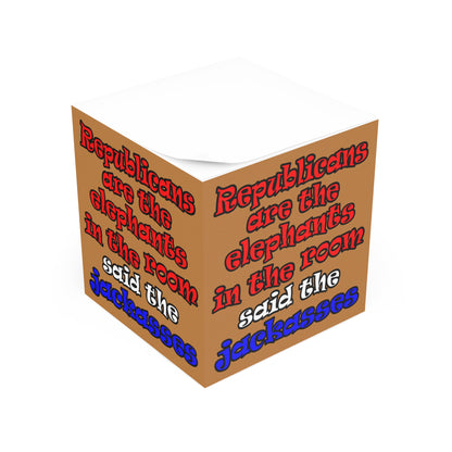 donkeys and elephants - note cube (light brown)