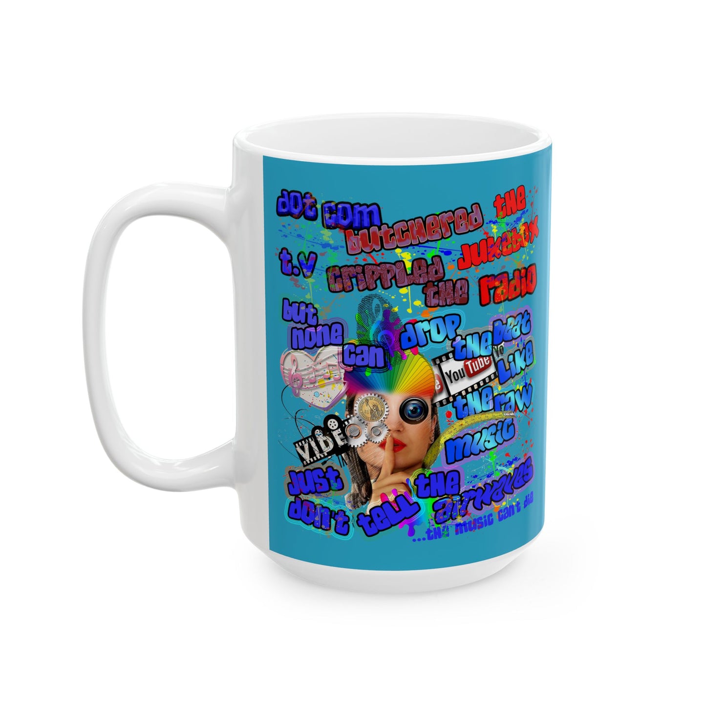 drop the beat - White Mug (turquoise)