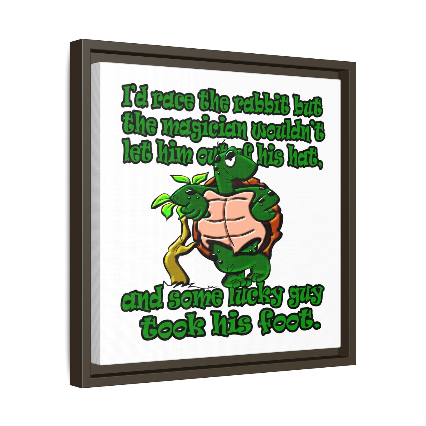 turtle race - framed canvas art (white)