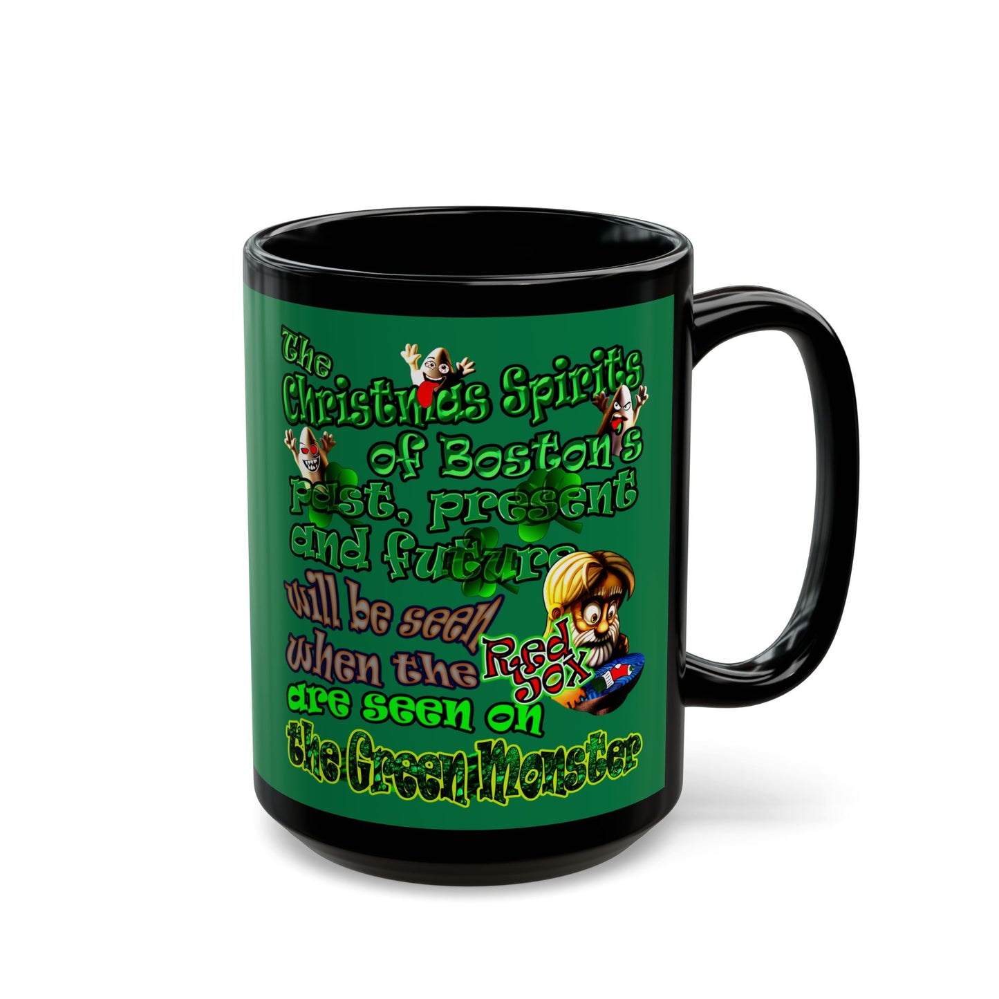 christmas spirits of boston - Black Mug (dark green)