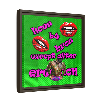 hoes b4 bros - framed canvas art (logo green)