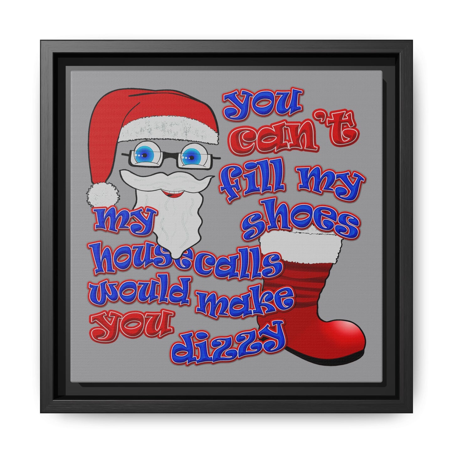 santa's shoes - framed canvas art (grey)