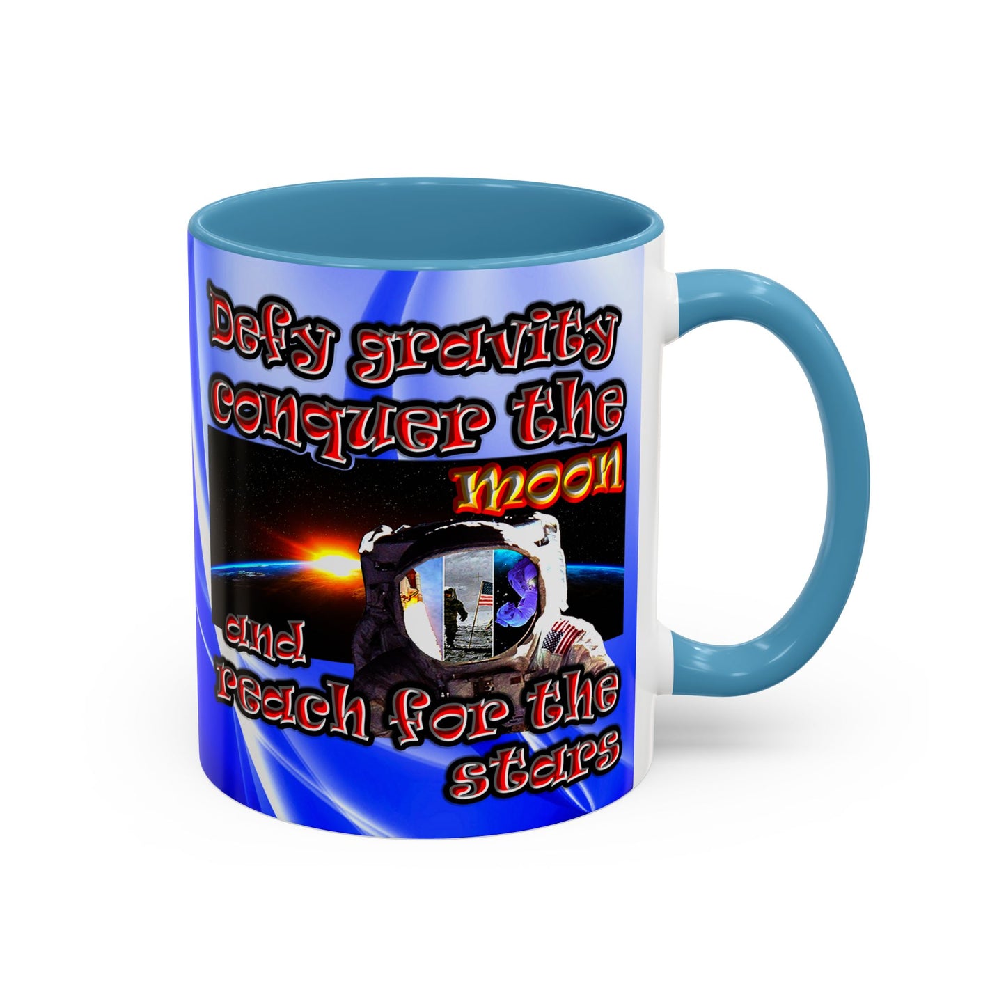 defy conquer reach - Accent Mug (blue-white wave)